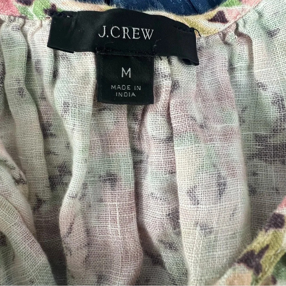 J CREW Cut-Out 100% Linen Tank top Painterly Floral Size M #BJ172 Peplum - Picture 12 of 14